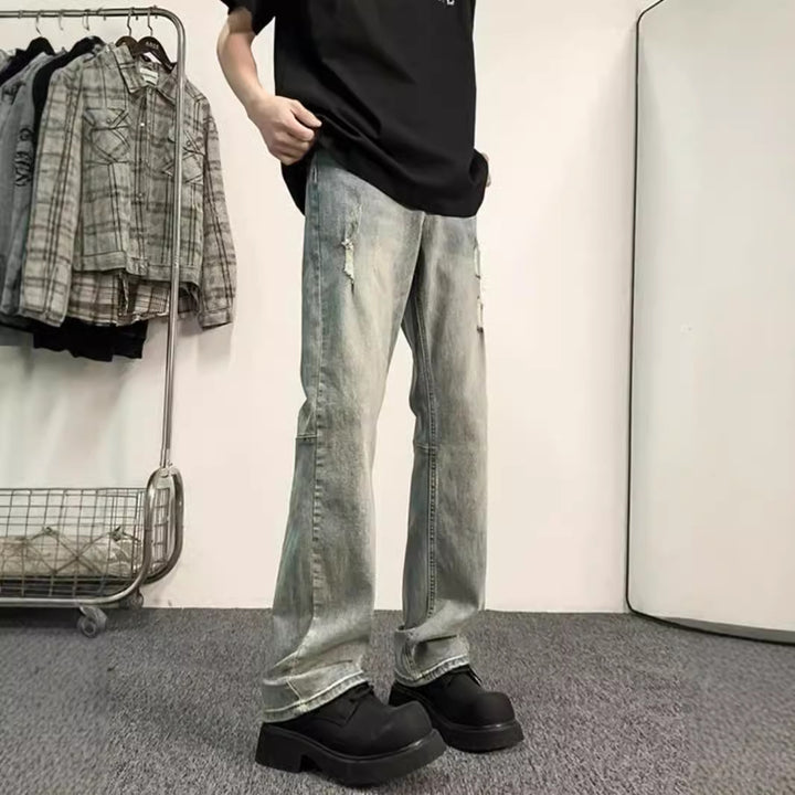Herrer Mode Vintage-jeans med destroyed-detaljer og komfortabel pasform Stilla