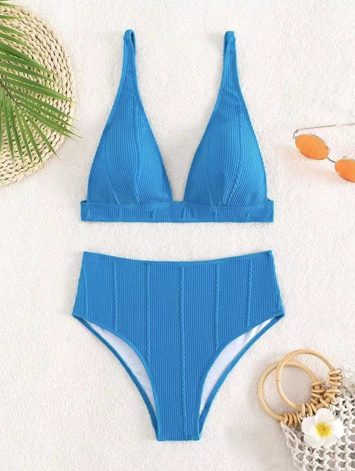 Dame triangel-bikini med højskåret trusse og struktureret design Stilla