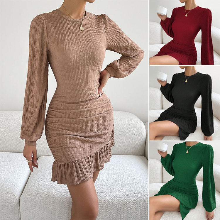 Dame Elegant Rynke Mini Kjole Stilla