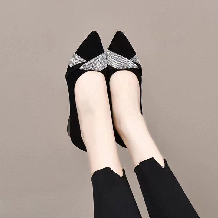 Dame mode Ballerinas med funklende accent og elegant spænde-detail Stilla