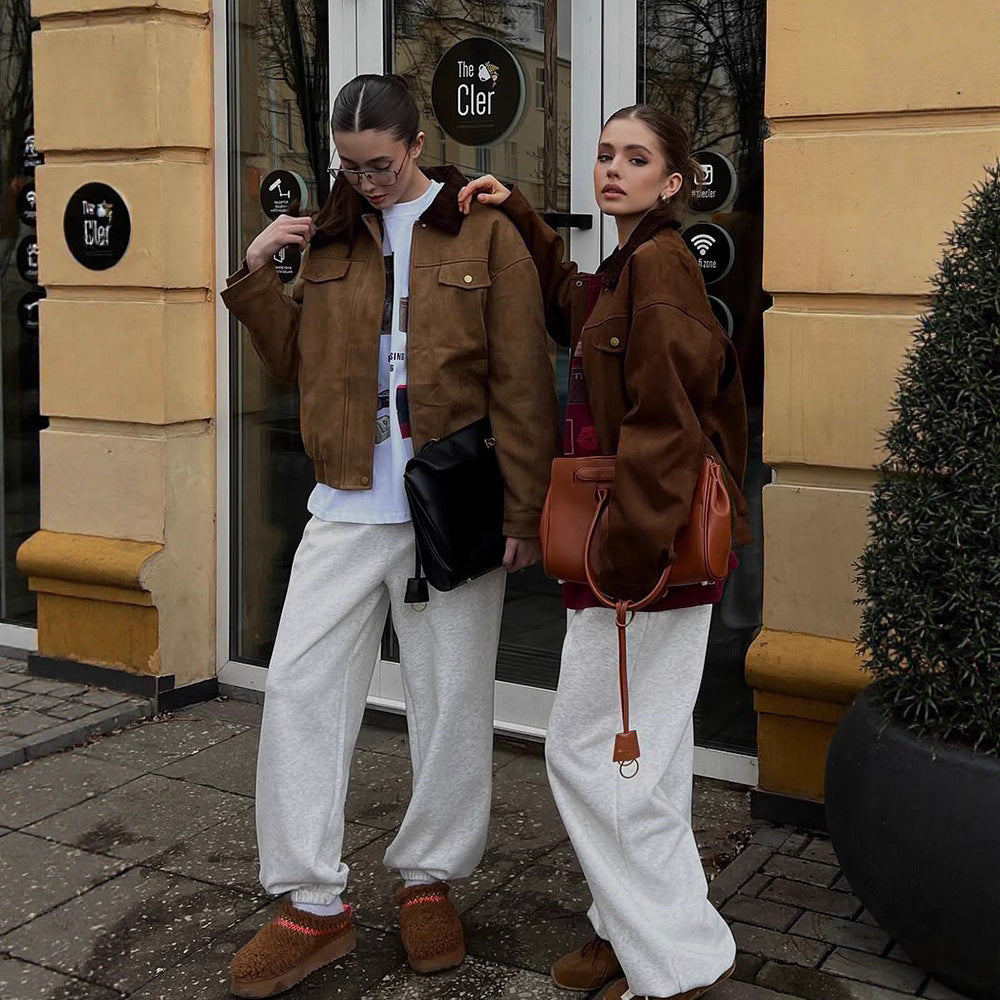 Dame Trendy Suede Jakke med frynsede Detaljer Stilla