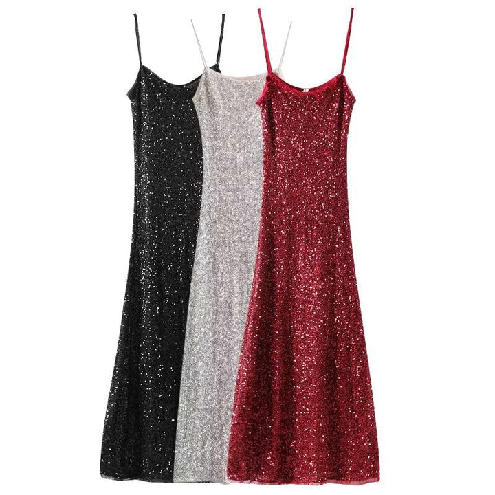 Stilla | Glamorous Multicolor Paillet Strop Maxi Kjole