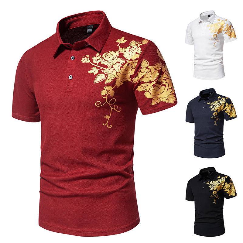 Herrer Floral Broderet Kortærmet Polo-Skjorte Stilla