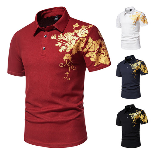 Herrer Floral Broderet Kortærmet Polo-Skjorte Stilla