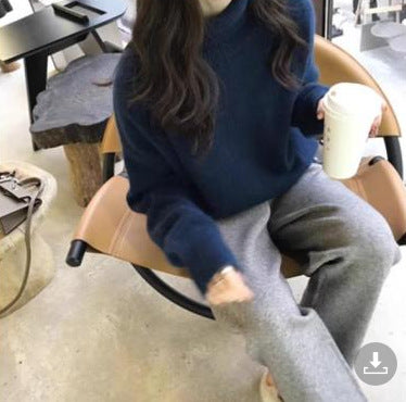 Femme Højhalset Tekstur Strikpullover Sweatshirt Stilla