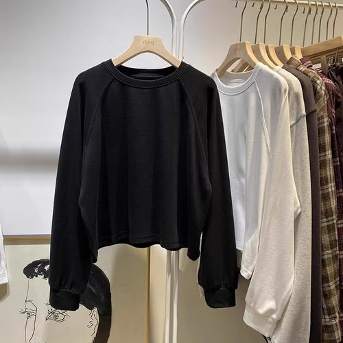 Femme Cropped Pullover Sweatshirt med Raglanærmer Stilla