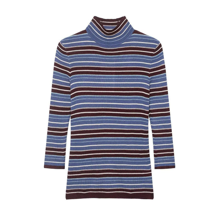 Kvinders turtleneck sweater med moderigtig stribet design Stilla