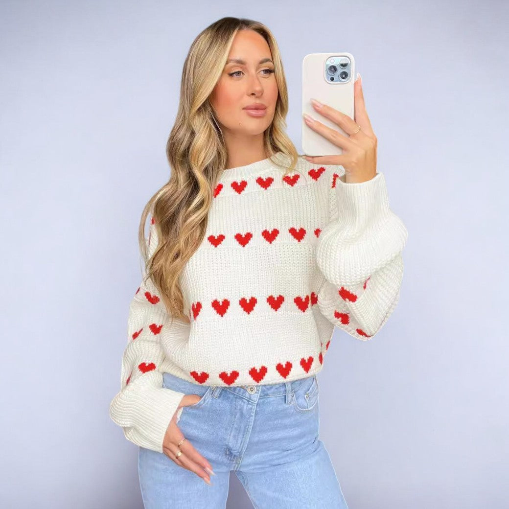 Stilla | Smuk Pullover Med Hjerte Mønster