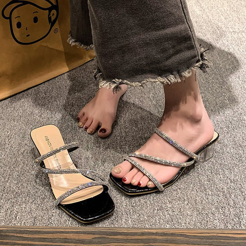 Dame Glitre Sandaler med gennemsigtige blokhæl og elegante stropper Stilla