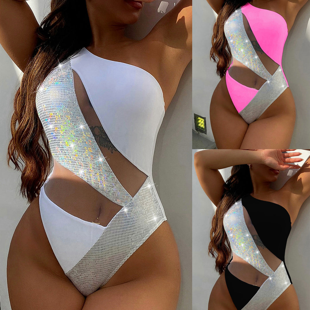 Dame Cut-Out Badedragt med glitrende accenter og asymmetrisk design Stilla