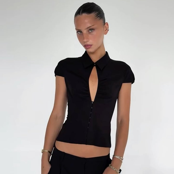Damer Elegant figursyet bluse med en lynlås Skovae