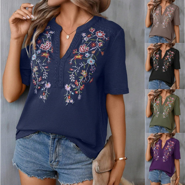 Dame Fantastisk broderet bluse i afslappet stil Stilla