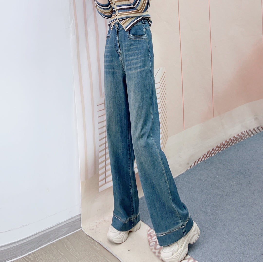 Dame Løse Høj Talje Jeans med afslappet snit og markant design Stilla