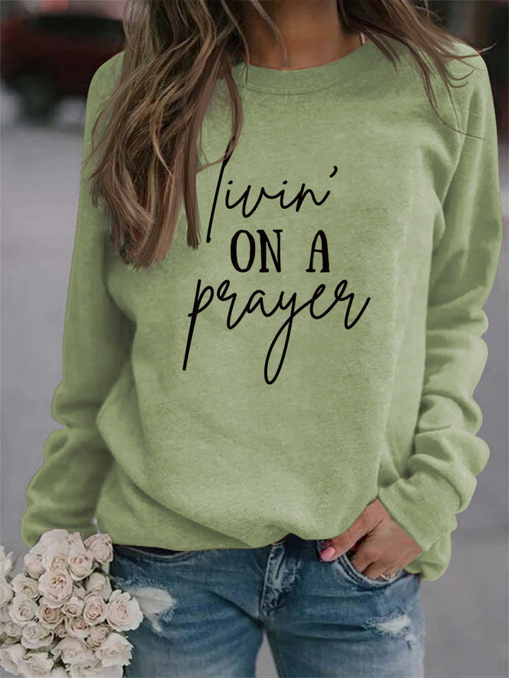 Stilla | Crew Neck Langærmet Bogstav Trykt Løs Sweatshirt