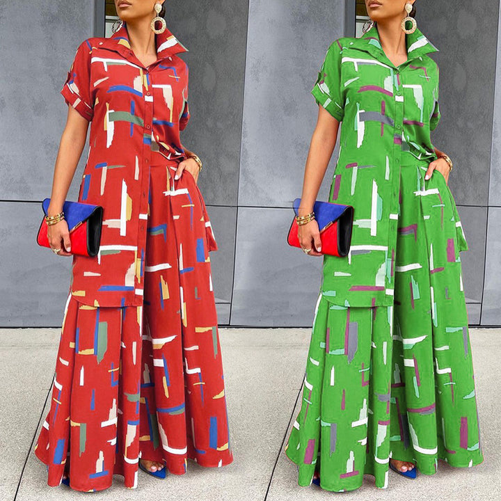 Dame Langærmet Maxikjole i moderne Grafikdesign Stilla