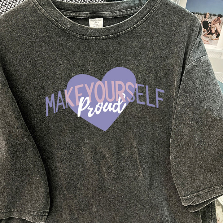 Dame Oversized T-shirt med inspirerende hjerte motif og afslappet pasform Stilla