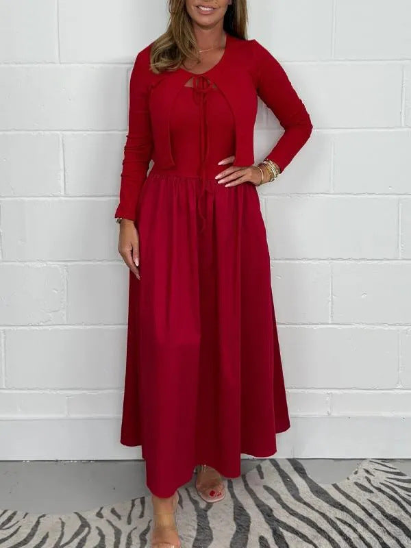 Dame Maxikjole med elegant en-knaps detalje og flydende skirt Stilla
