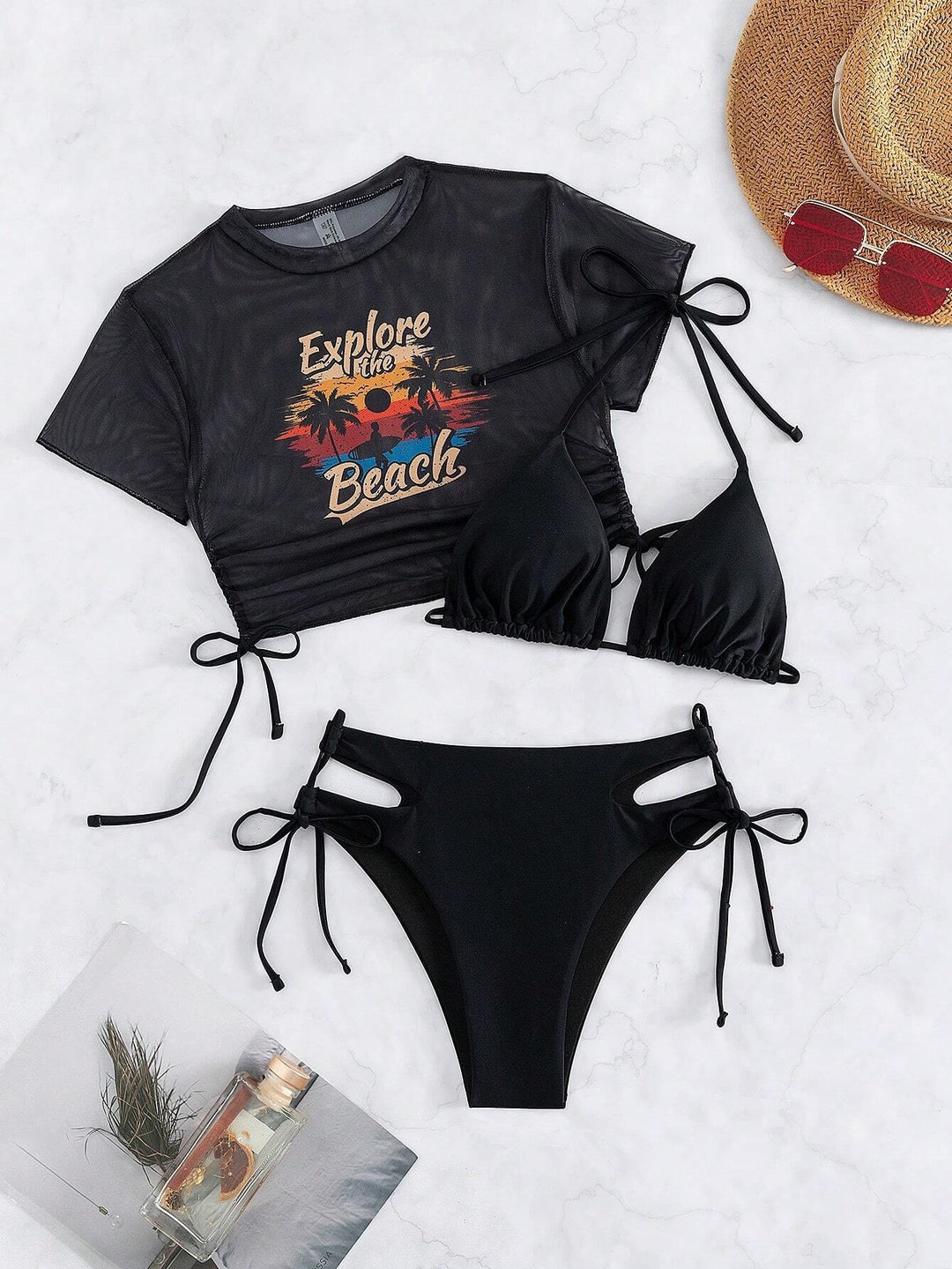 Dame bikiniset med modet crop-top Skovae