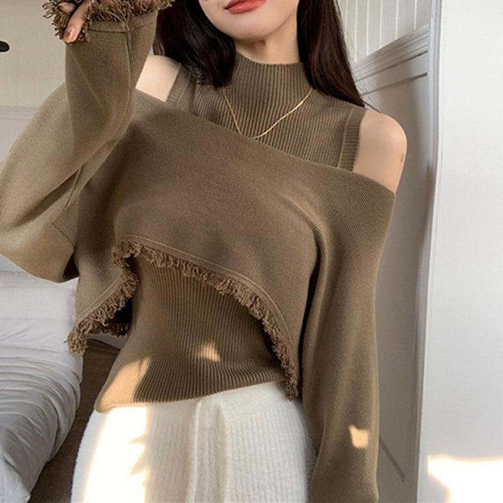 Femme Off-Shoulder Chunky Strikpullover Stilla