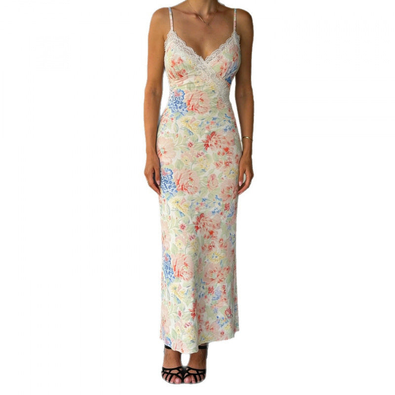 Damen Figurbetontes Maxidress mit Spitzenakzenten Skovae