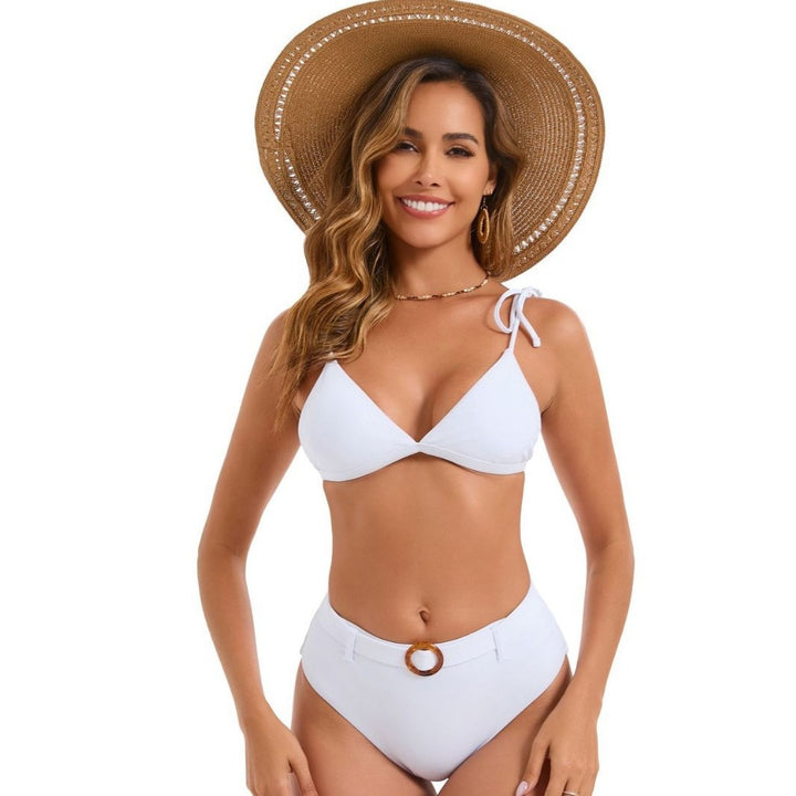Dame justerbar triangle-bikini-sæt med moderne ringdetalje Stilla