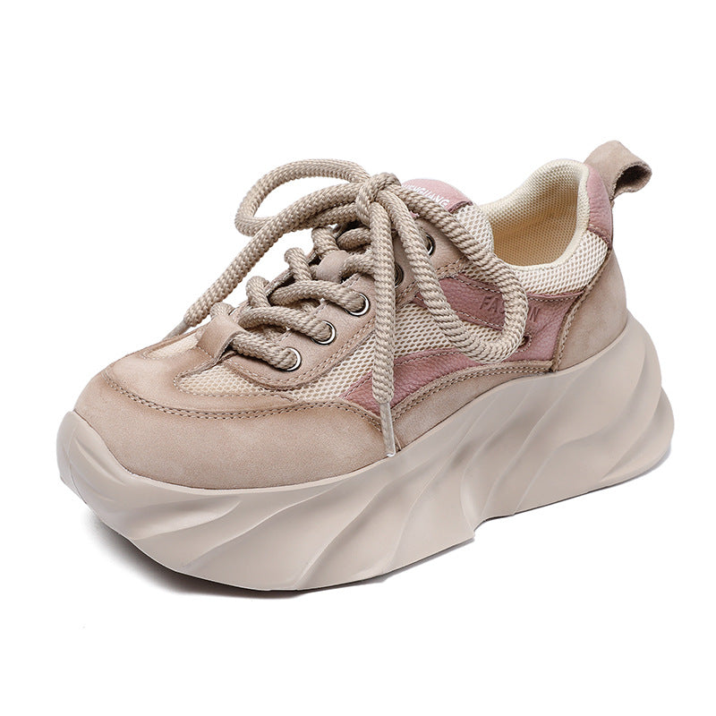 Dame Chunky Platform Mode Sneakers med åndbart Mesh Stilla