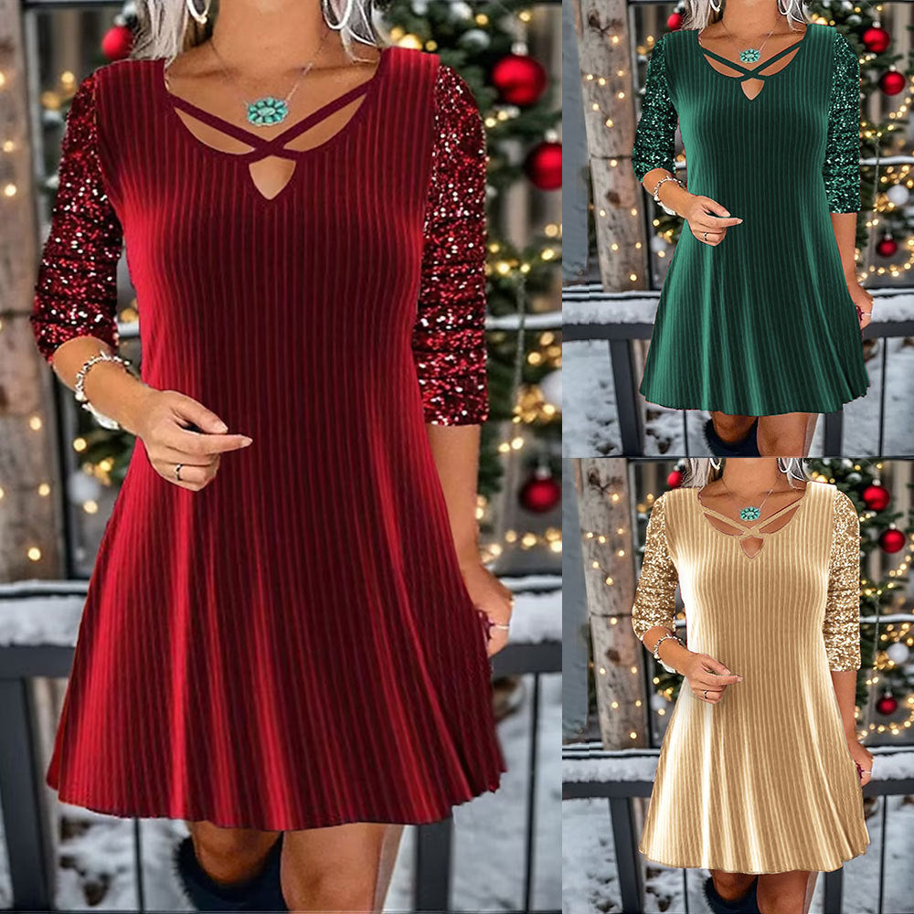 Dame skinnende A-linje-kjole med unikt udskæringsdesign Stilla