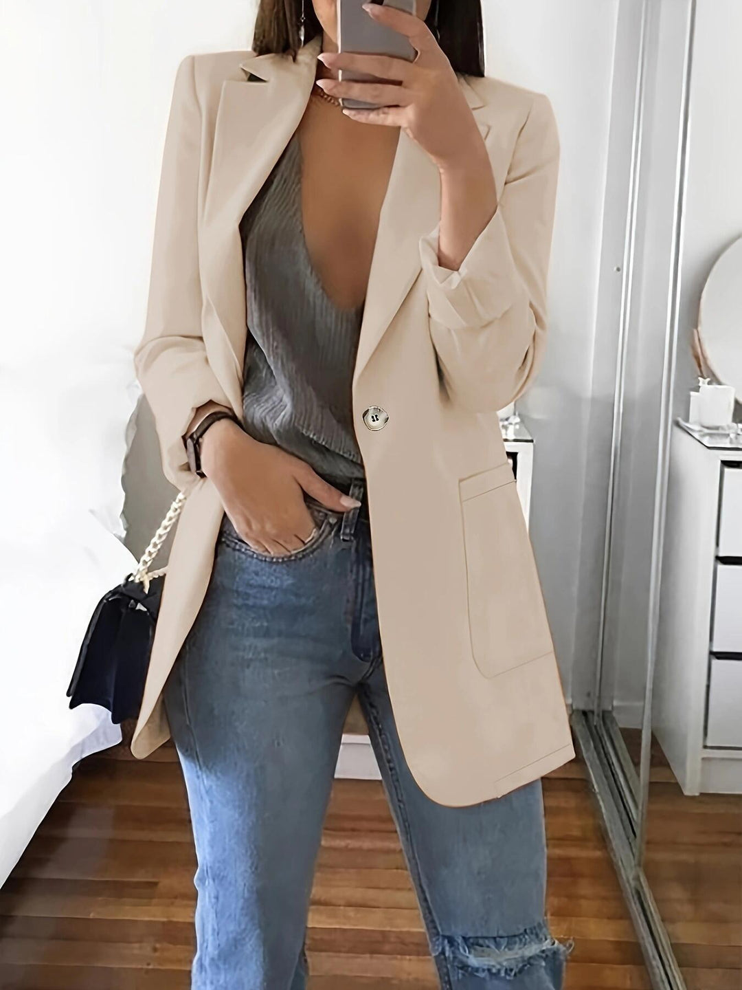 Dame moderne Oversize-blazer med elegant snit og praktiske lommer Stilla
