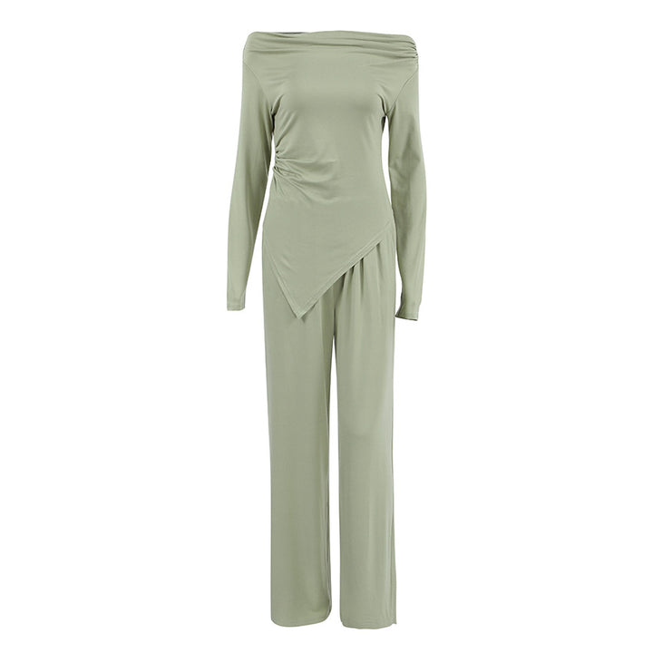 Dame Elegant Jumpsuit med skulderfri design og brede ben Stilla
