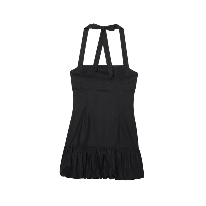 Dame Halter Neck Frit Mini Kjole med Flæsekant Stilla