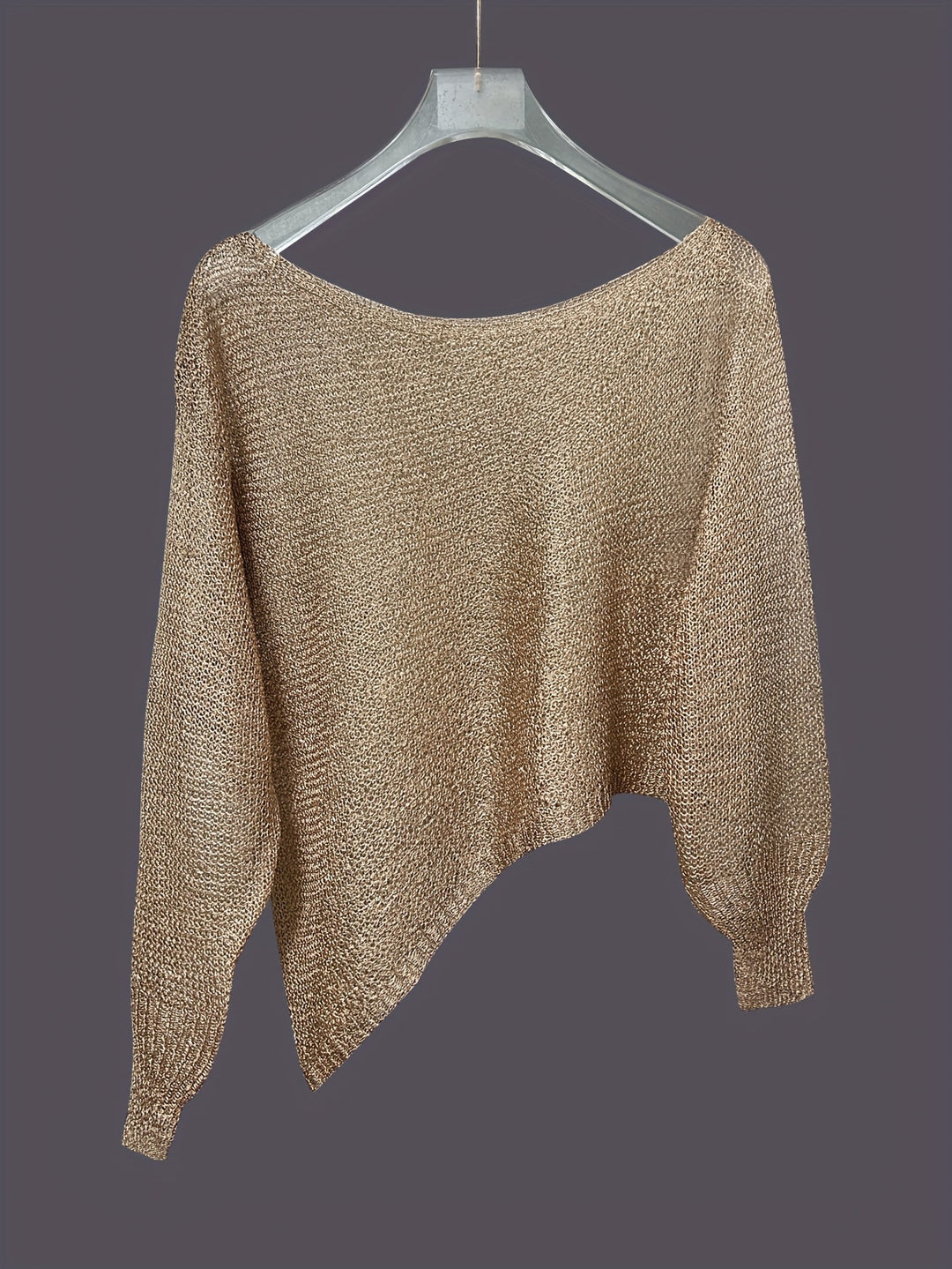 Femme Tekstur Metallic Strik Poncho Stilla