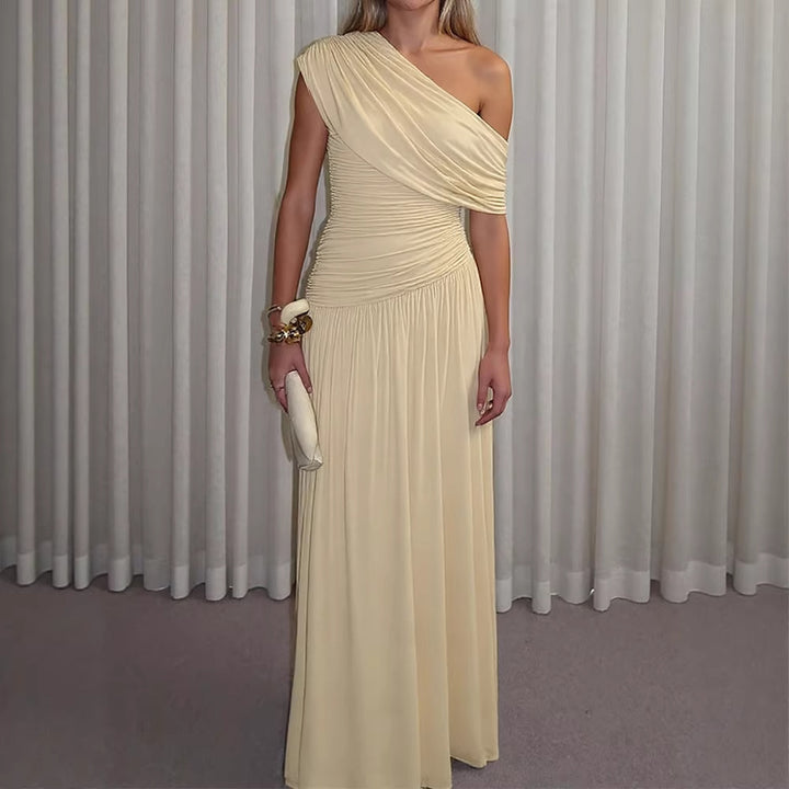 Dame Elegant Wrap Maxi Kjole med asymmetrisk skæring og kvalitets jersey Skovae