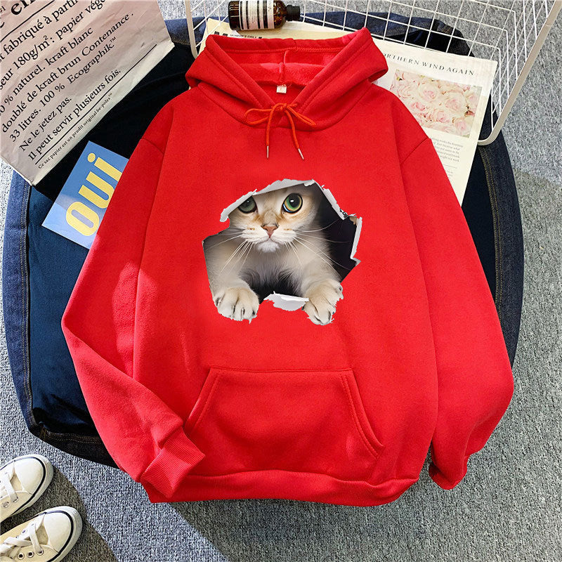 Kvinders hoodie med kreativ kat design Skovae 1772612757