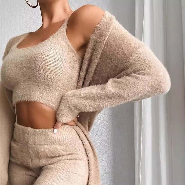 Dame Loungewear-sæt med fluffy materiale Stilla