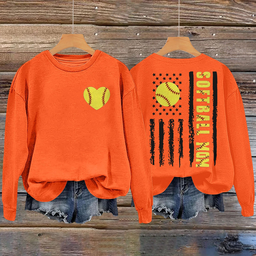 Kvinders sweatshirt med kreativ softball design Stilla