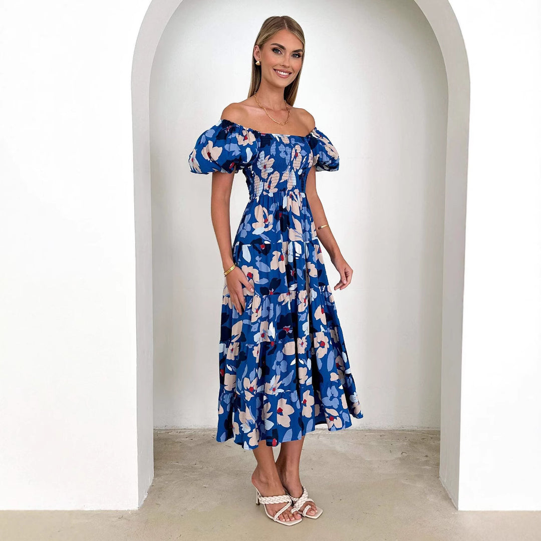 Dame Off-Shoulder floral Midi kjole Stilla