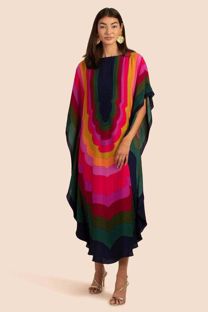 Dame kaftan med moderne bølgedesign og brede ærmer Stilla