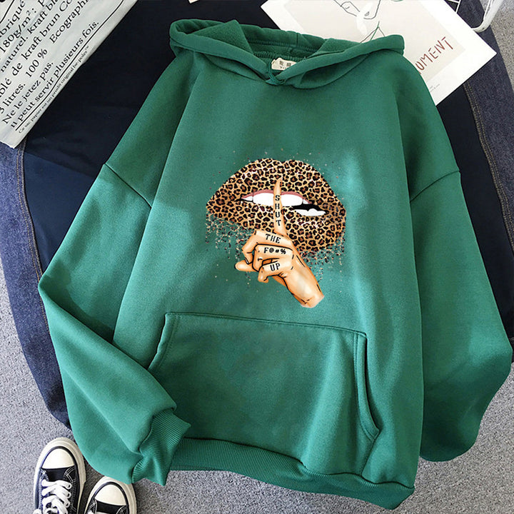 Kvinders hoodie med markant leopardmønster Stilla