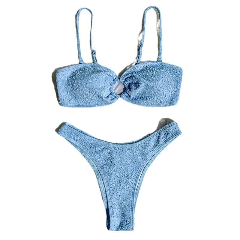 Dame bikini sæt med innovativt omslagstop og højt skåret bunde Stilla
