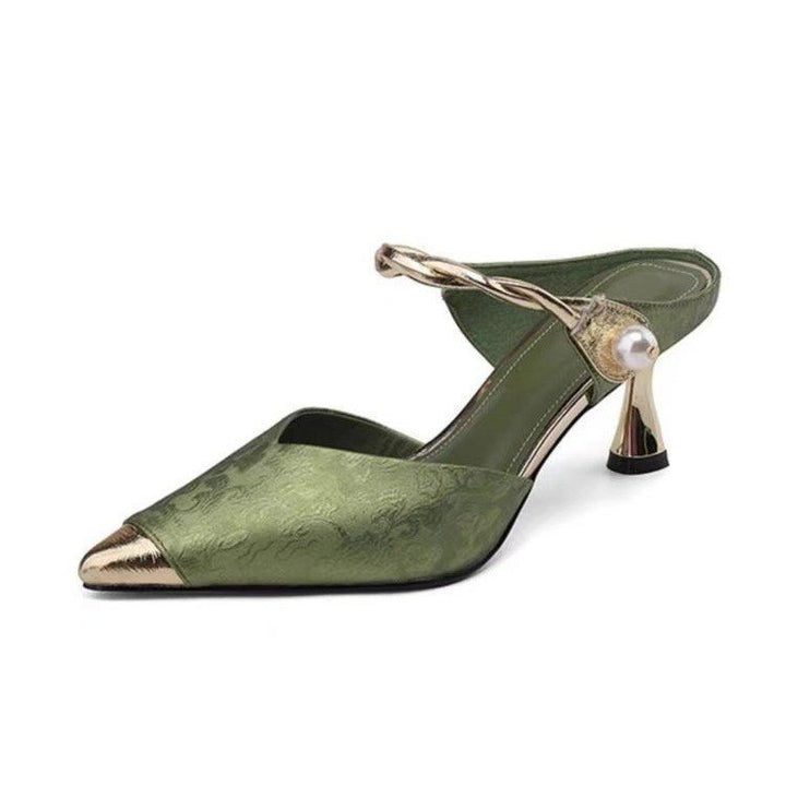 Dame Slingback Pumps med glitrende rem og elegant blokhæl Stilla
