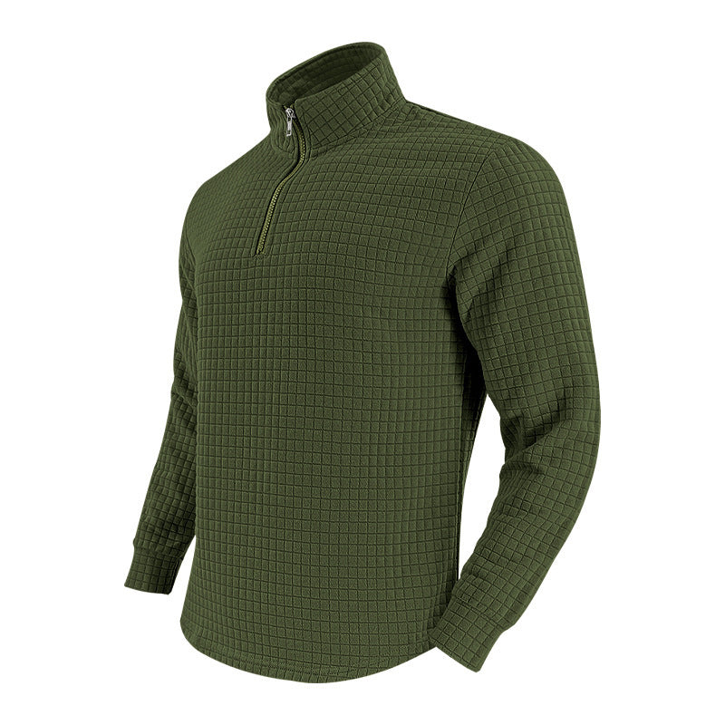 Herrer praktisk ståkrave pullover med lynlås og quiltet design Stilla