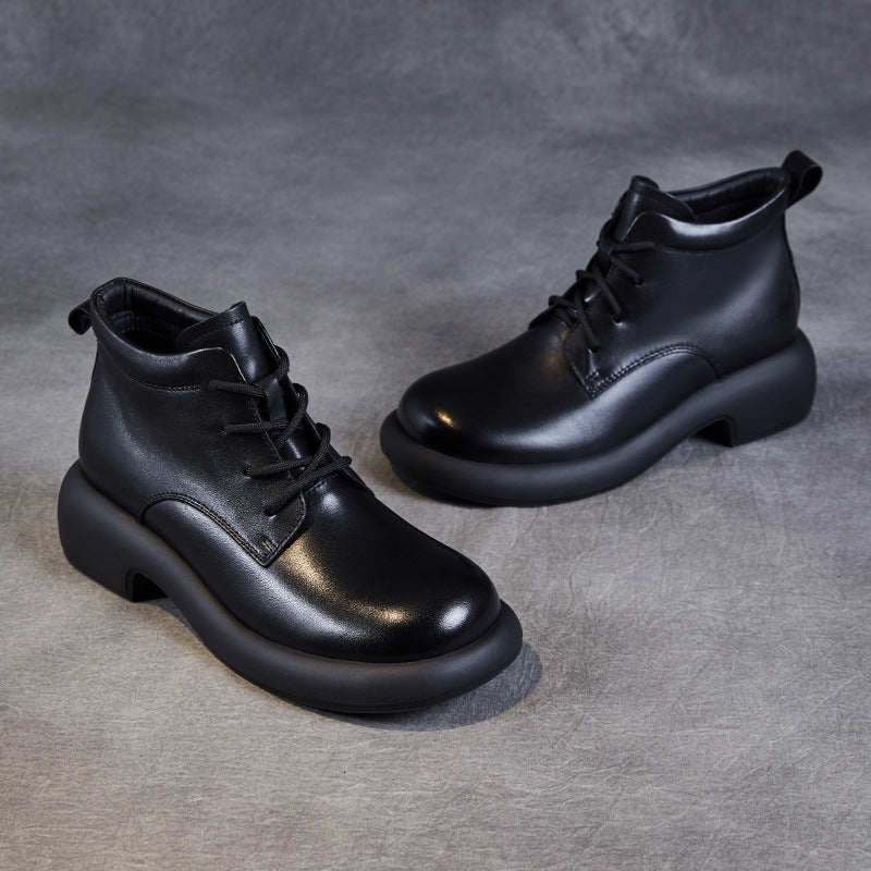 Dame stilfulde snørebånd ankle boots med klodset sål Stilla