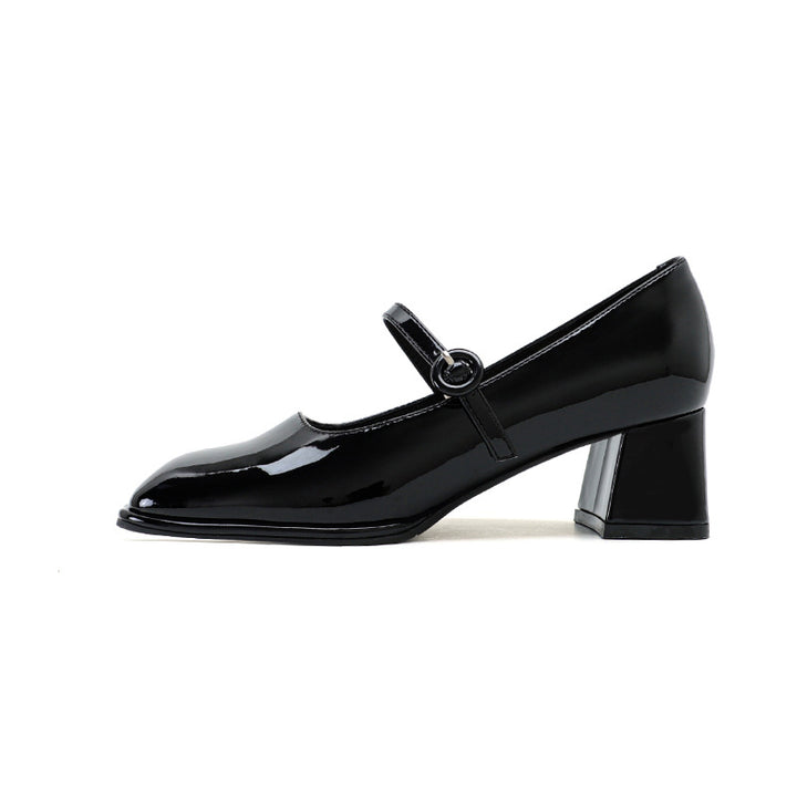 Dame elegante laklæder Mary Jane pumps med klodset blokhæl Stilla