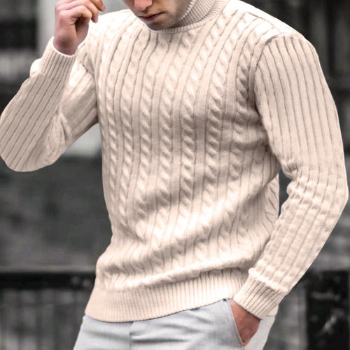 Herre elegant rullekravepullover med struktureret ribdesign og tætsiddende pasform Stilla