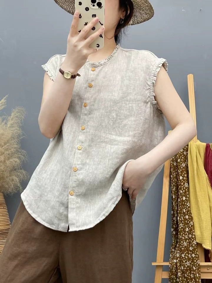 Femme Afslappet Siddebåndende Button-Down Skjorte Stilla