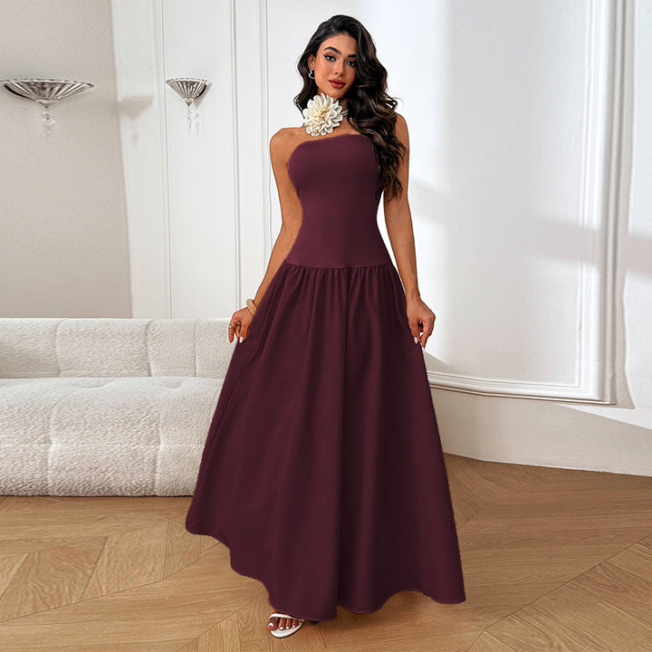 Dame Elegant Maxikjole med blomsteraccent Skovae