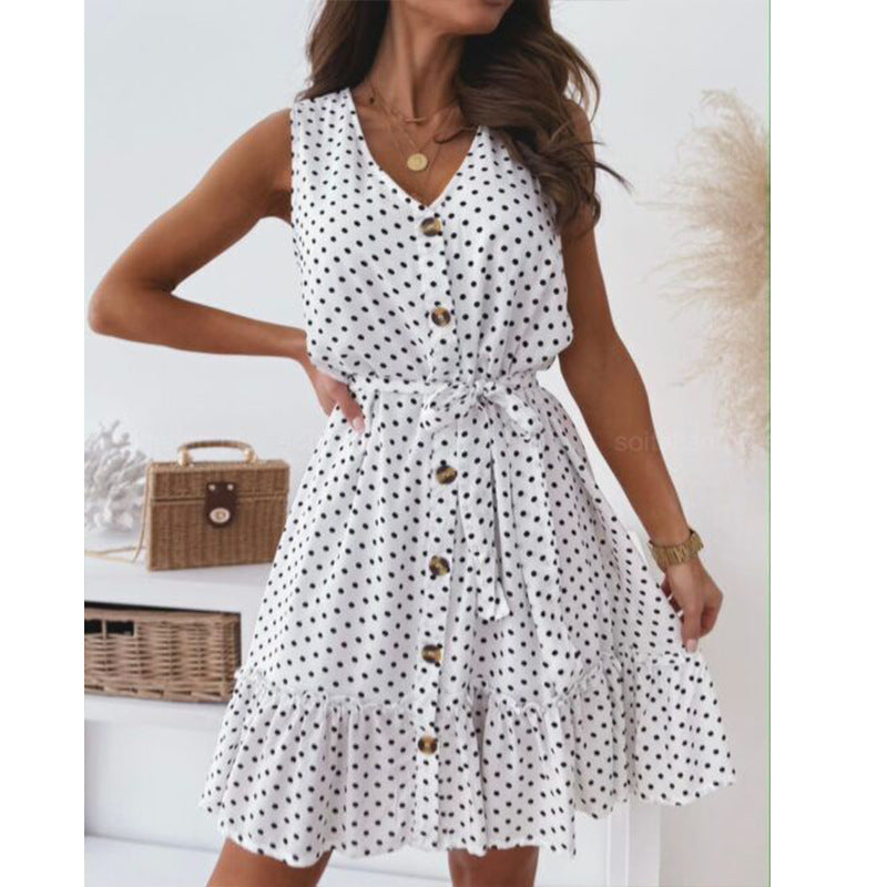 Dame sommerkjole med prikker Stilla