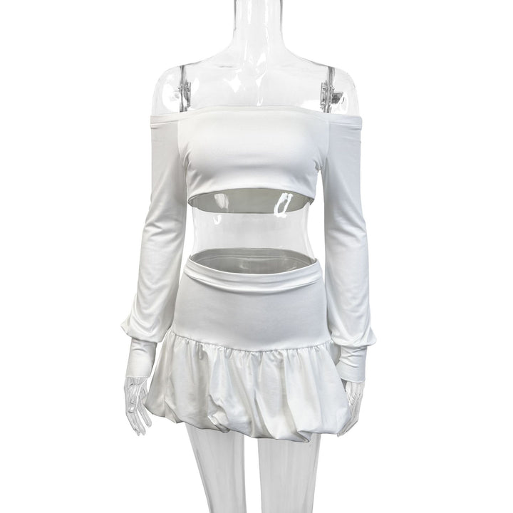 Dame Off-Shoulder Crop-Top og Faldskørt Sæt Skovae