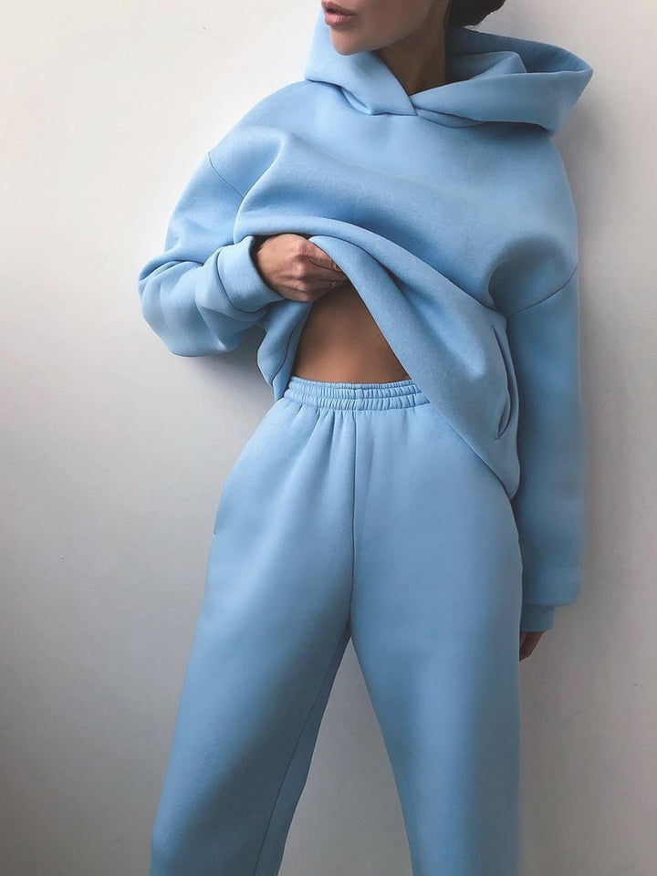 Femme Cozy Fleece Hoodie og Joggingbuks Sæt Stilla