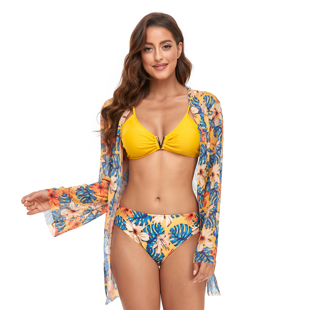 Damebikini med blomsteroverdel Stilla